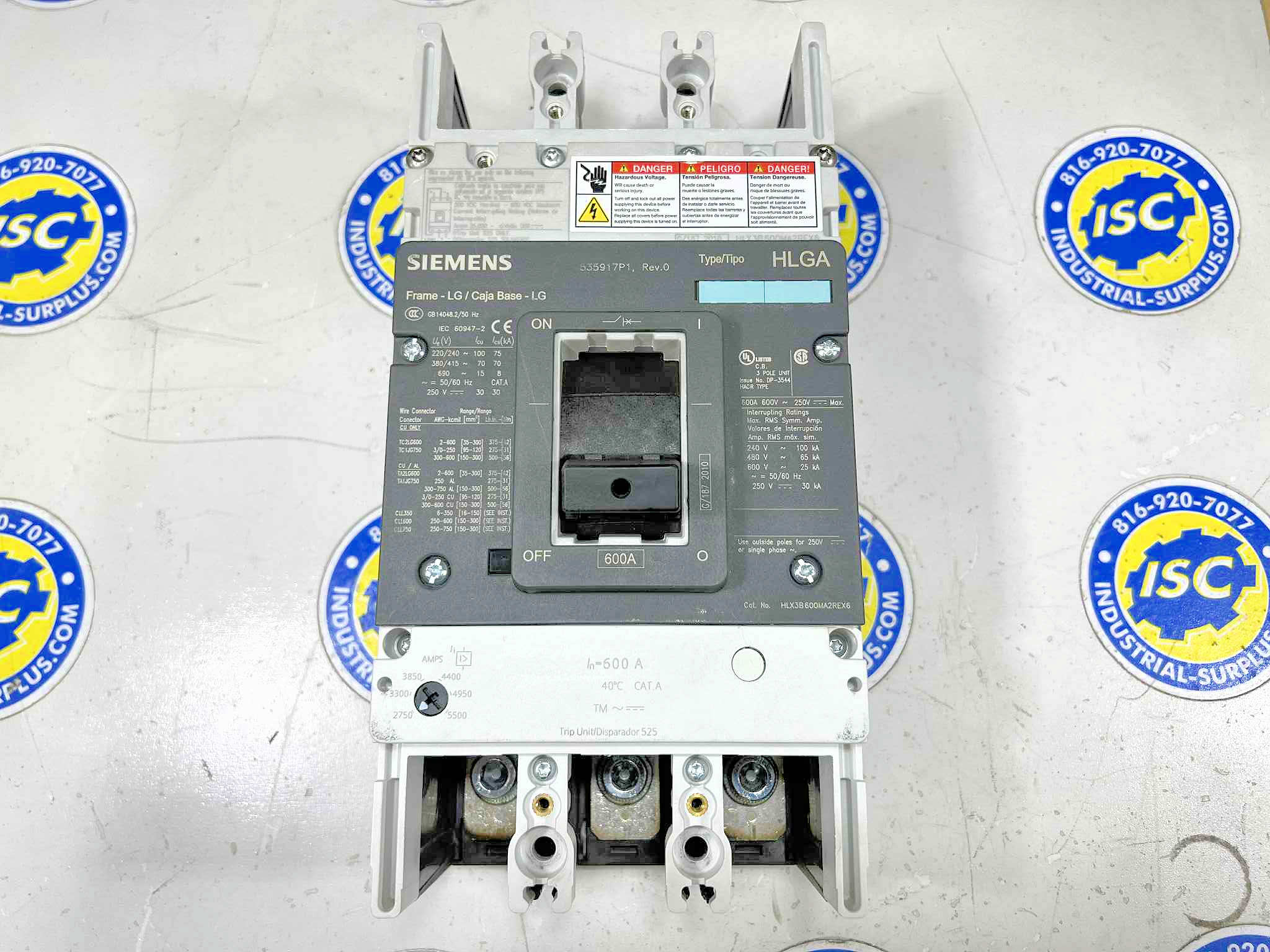 <B>Siemens - </B>HLX3B600MA2REX6 600A Breaker