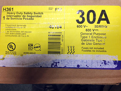 <b>Square D - </b>H361 Fusible Heavy Duty Safety Switch